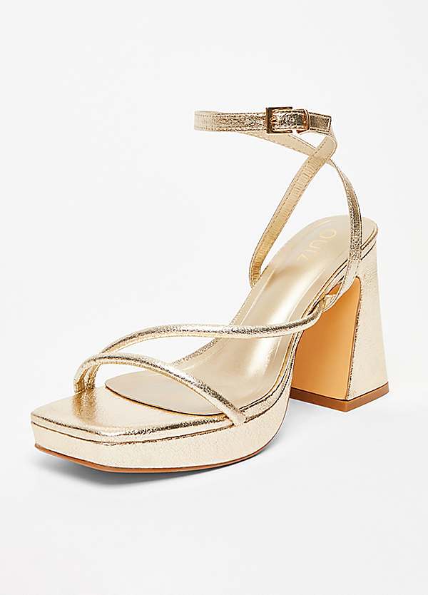 Quiz Gold Strappy Platform Heel Sandals Freemans
