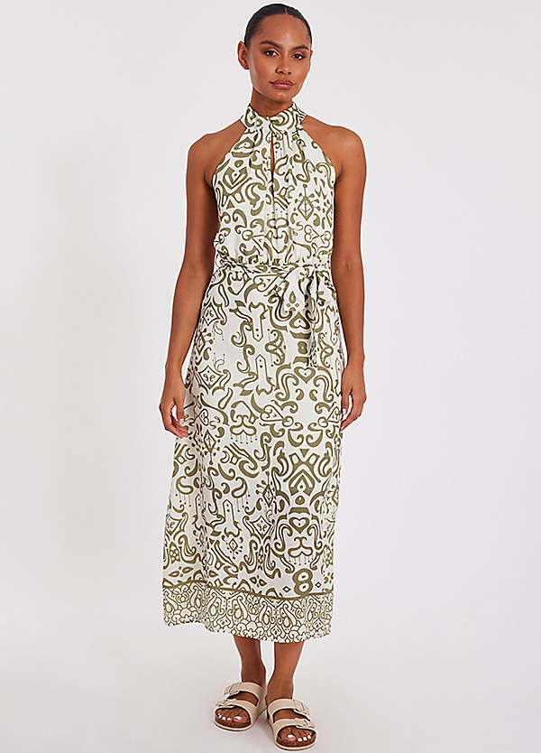 Quiz Khaki Printed Halter Dress | Freemans Quiz Khaki Printed Halter Dress | Freemans