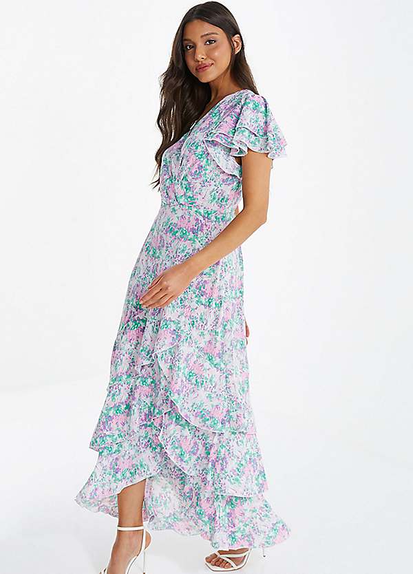 Quiz berry clearance maxi dress