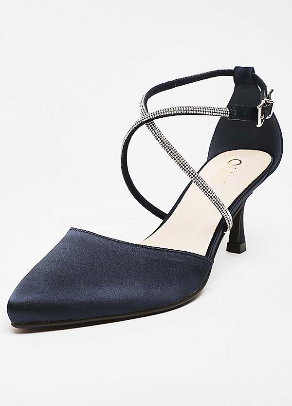 Quiz navy satin shoes on sale