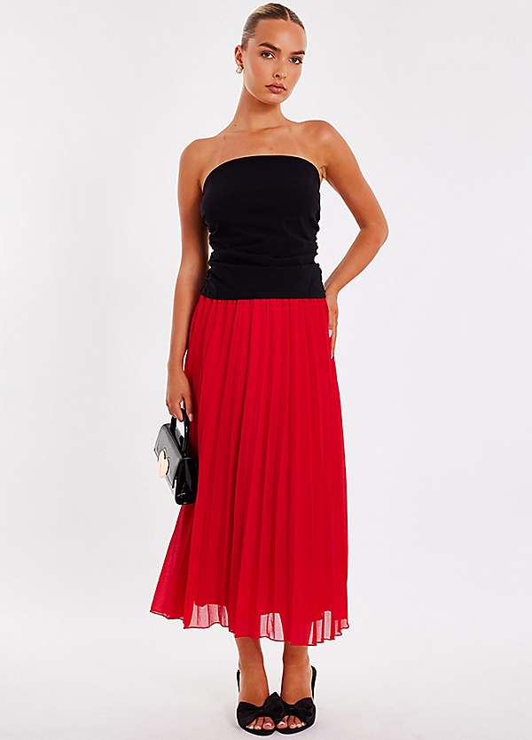strapless open back dress Red Pleated Skirt | Sustainable Womenswear main image 1
