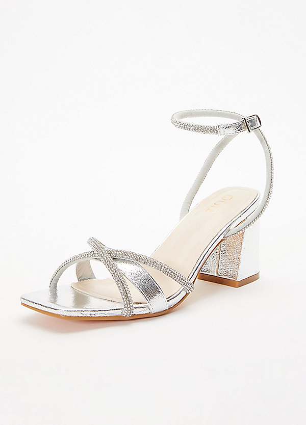 Quiz silver clearance diamante wedges