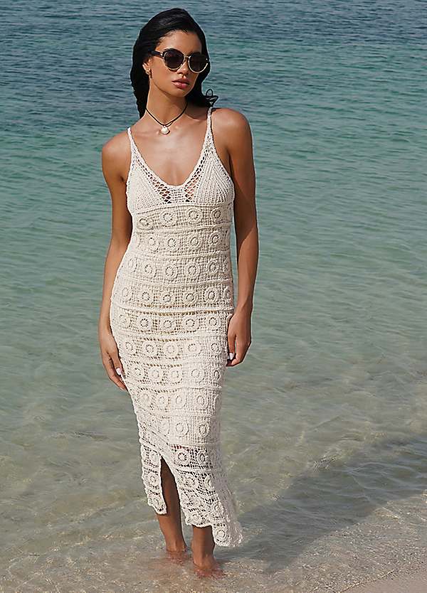 white christmas dresses Strappy Crochet Mini Beach Dress Sleeveless Black / Large