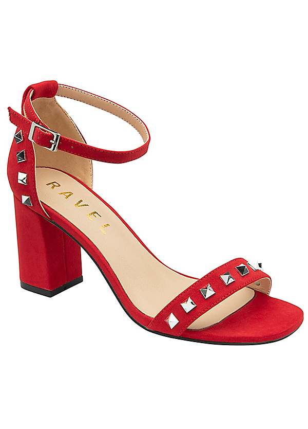 Ravel Lyne Red Suede Ladies Block Heel Sandals Freemans