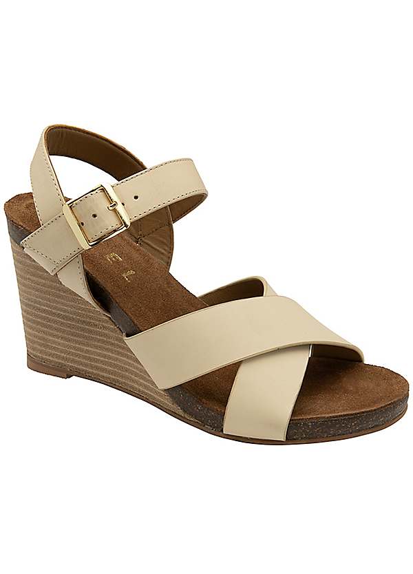 Ravel Nude Leather Kelty Wedge Sandals Freemans
