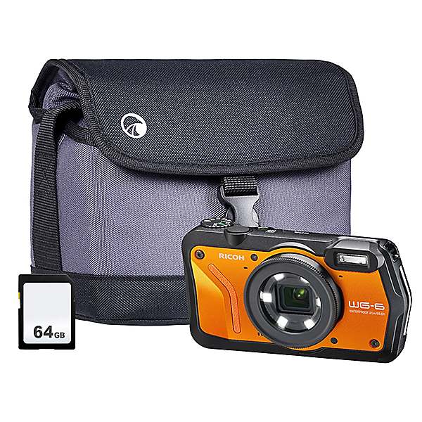 Ricoh WG-6 Tough Camera Kit inc 64GB Card - Orange