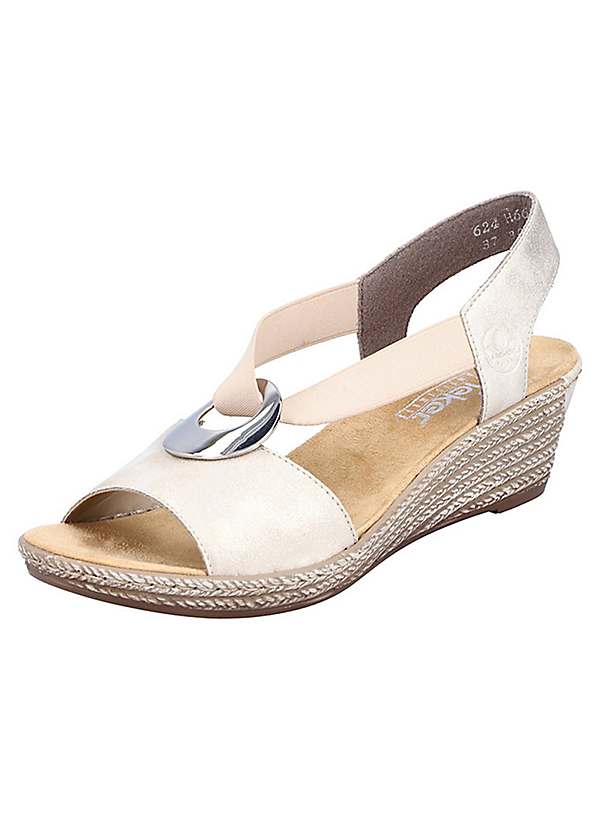 Rieker 624H6 Ladies Beige Elasticated Sandals Freemans