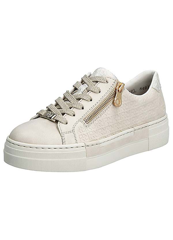 Rieker Gold Coloured Zip Lace Up Trainers