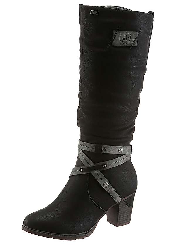 Mid calf high heel boots best sale