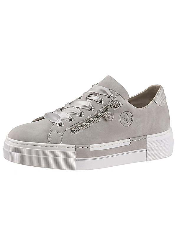 Rieker Damen Rieker Plateau Sneaker Grau Rieker Satin Lace-Up