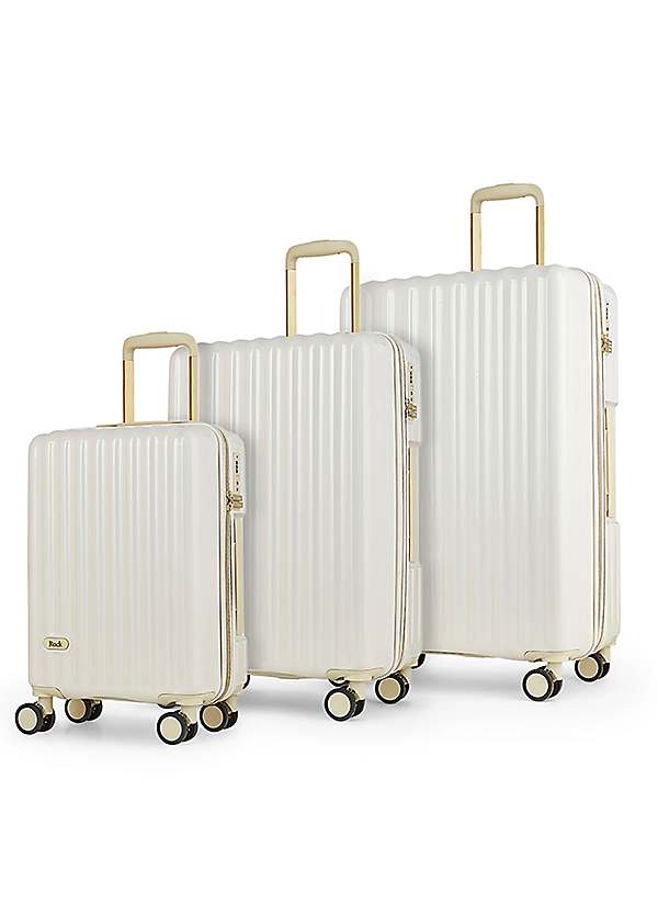 Rock Luggage Primrose Wheel Cream Hardshell Suitcase Piece Set