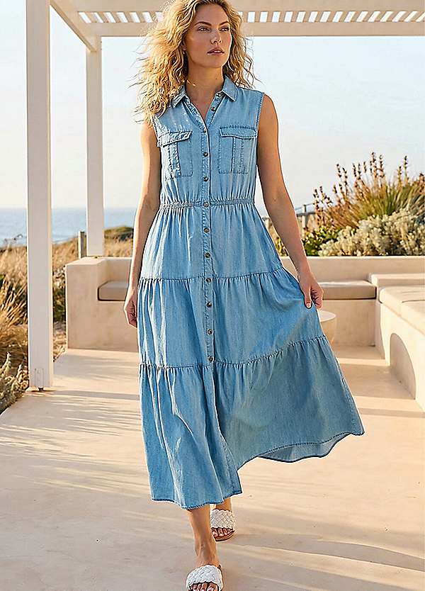 roman denim dresses Buy Roman Blue Denim Zip Midi Dress from Next USA