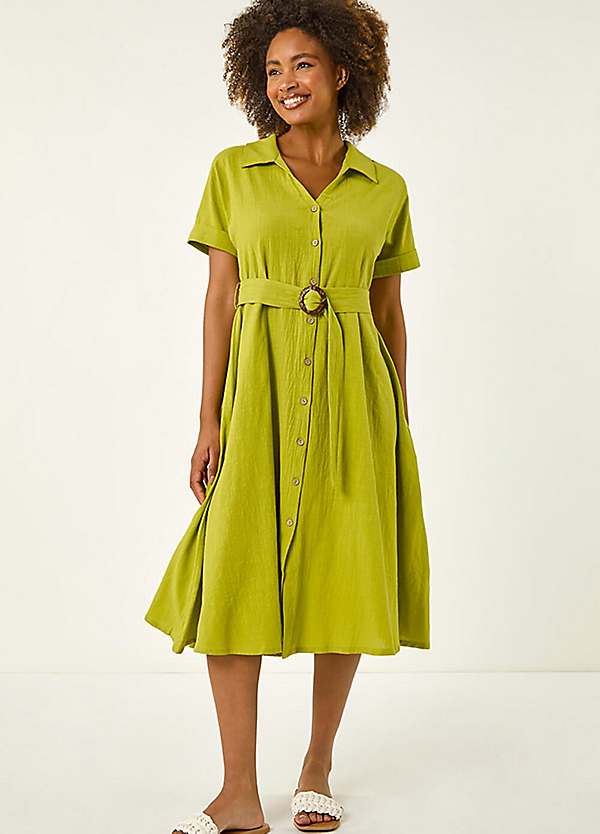 Roman Linen Look Belted Shirt Dress | Freemans