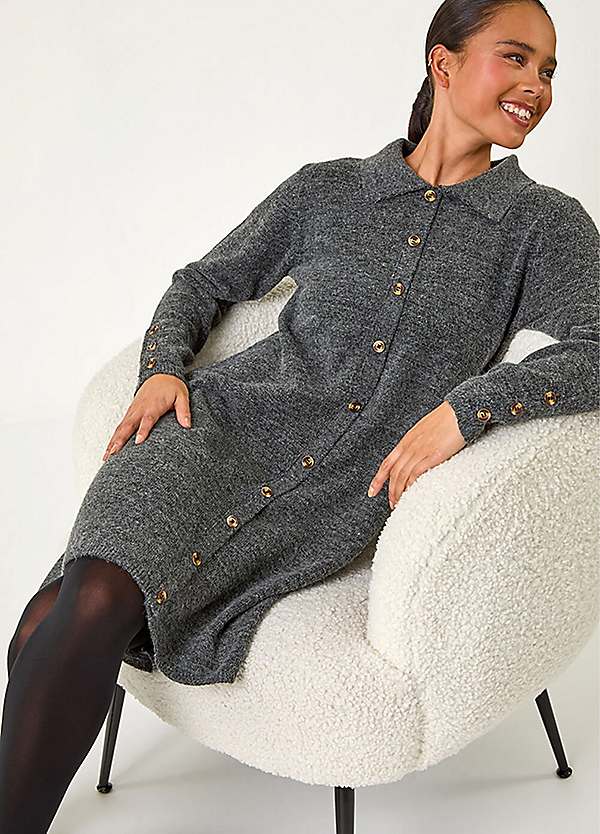 Roman Petite Collared Knit Shift Dress Roman Petite Collared Knit Shift Dress
