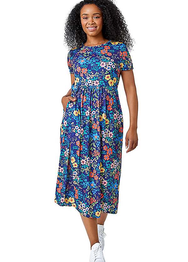 Roman Petite Floral Print Midi Stretch Dress | Freemans