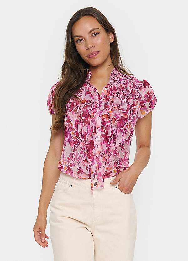 Saint Tropez LiljaSZ Crinkle Short Sleeve Shirt | Freemans