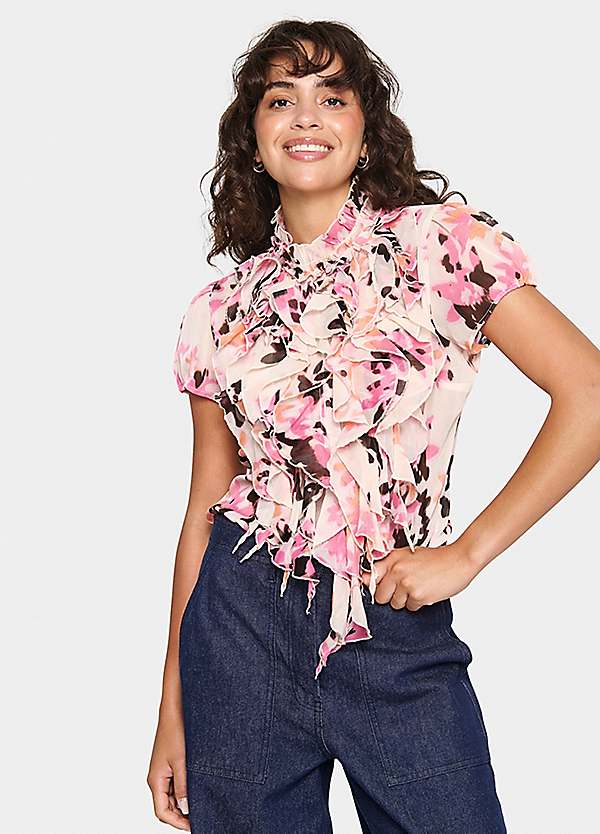 Saint Tropez LiljaSZ Short Sleeve Ruffle Shirt | Freemans