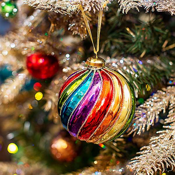 rainbow christmas baubles