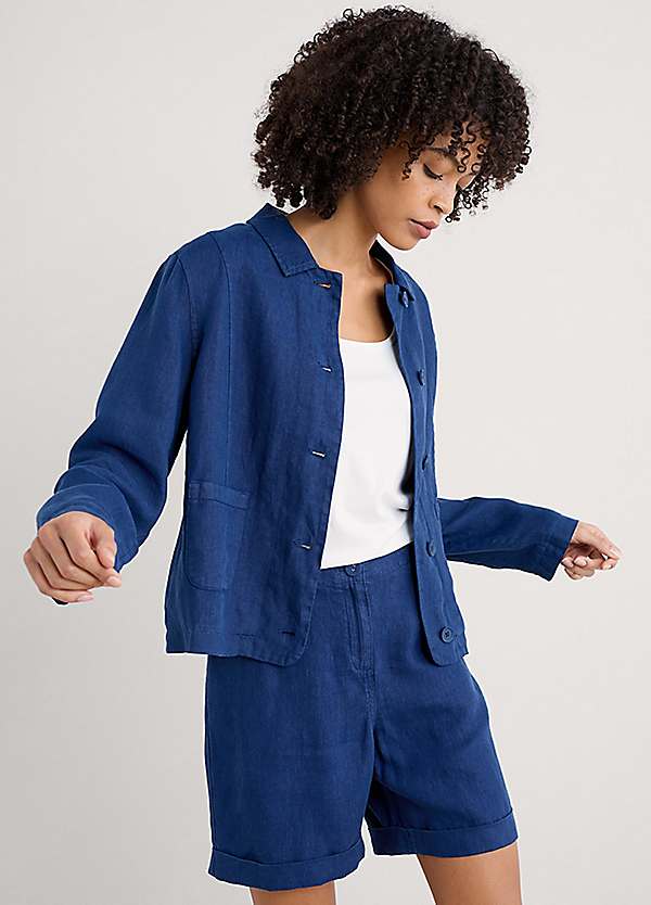 Seasalt Cornwall Blue Arame Linen Jacket | Freemans