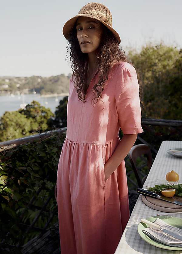 chinese dress ladies Rove Linen-Cotton Midi Dress - Back Details