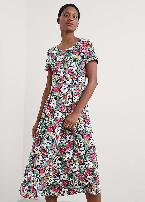 Seasalt Cornwall Multi Veronica Short Sleeve Jersey Midi Dress