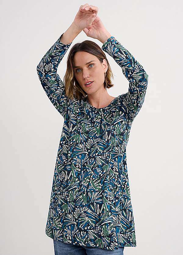 Seasalt Cornwall Teal Long Sleeved Screenprint Tunic | Freemans