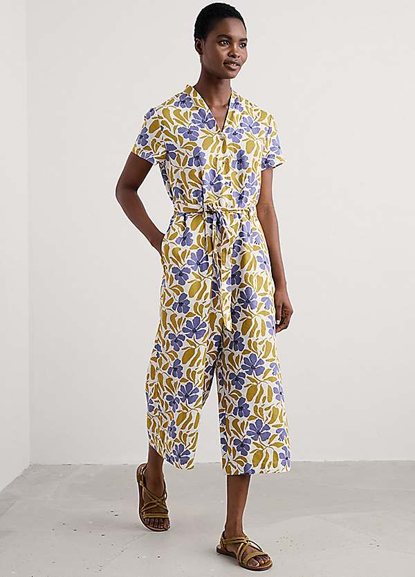 Seasalt Cornwall White Treen Cove Linen Jumpsuit | Freemans