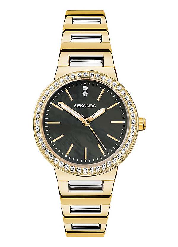 Sekonda ladies stone set rose gold plated best sale bracelet watch