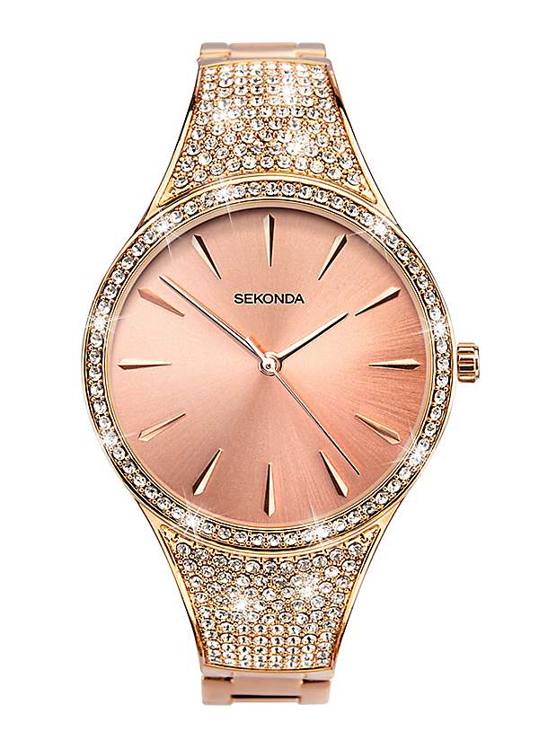 Seksy by sekonda crystal set bezel pink dial outlet ladies watch