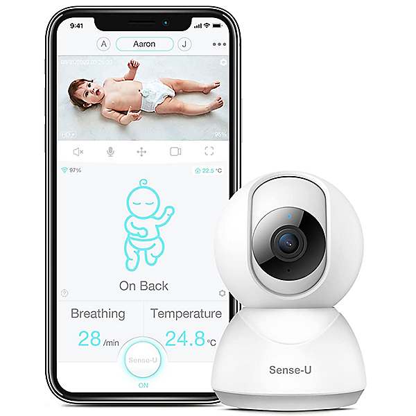 Sense-U Video Baby Monitor with Remote Pan-Tilt-Zoom Camera, 2-Way Talk,  Night Vision, Background Audio, Motion Detection & No Monthly Fee  (Compatible