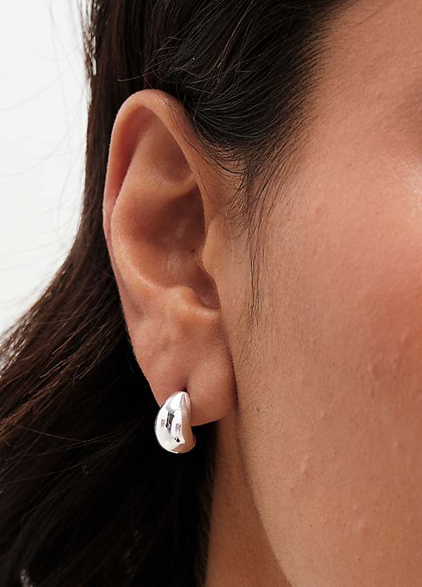 Simply Silver Sterling Silver 925 Polished Dome Hoop Earrings Freemans