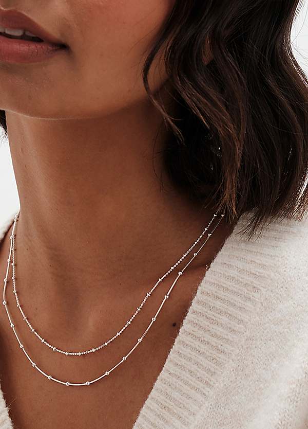 韓国発 [TATIANA] (SILVER925) Line Ball Chain Necklace TATIANA】(Silver925) Multi Ornament Necklace 韓国発 (TATIANA