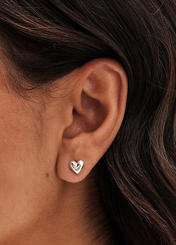 Simply Silver Sterling Silver 925 Polished Heart Stud Earrings