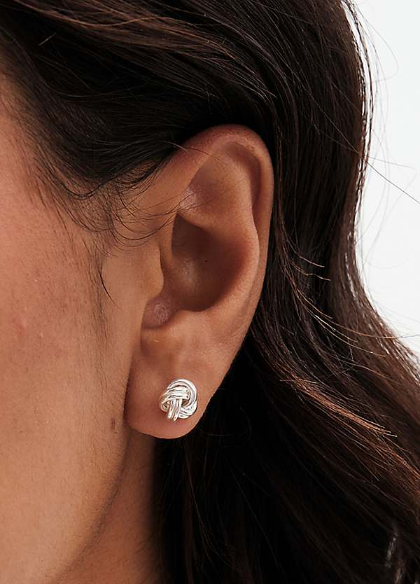 Simply Silver Sterling Silver 925 Polished Woven Knot Stud