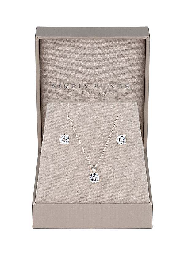 Simply Silver Sterling Silver 925 Round Cubic Zirconia Necklace