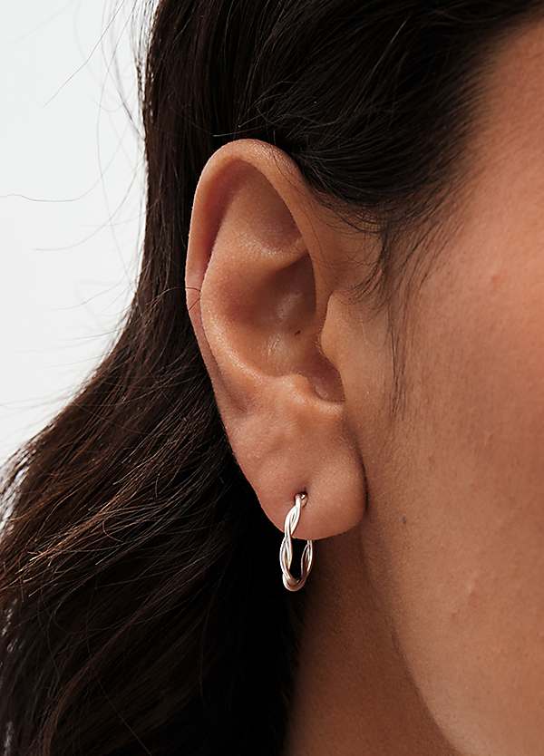 SILVER925 TWIST HOOP EARRINGS/シルバー/ピアス SILVER925 TWIST HOOP EARRINGS/シルバー/ピアス
