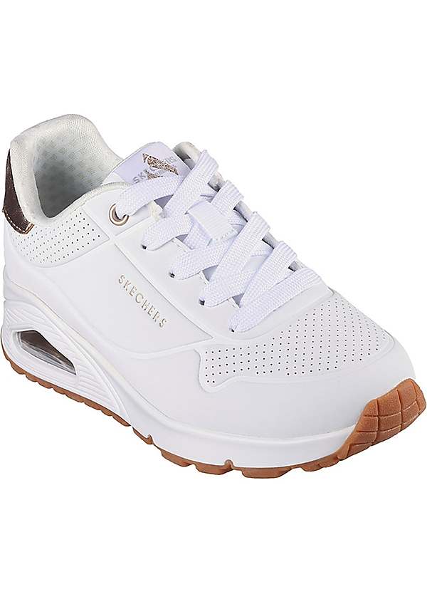 Ladies white skechers best sale