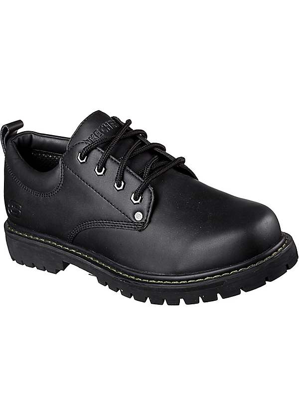 Skechers mens black leather shoes on sale