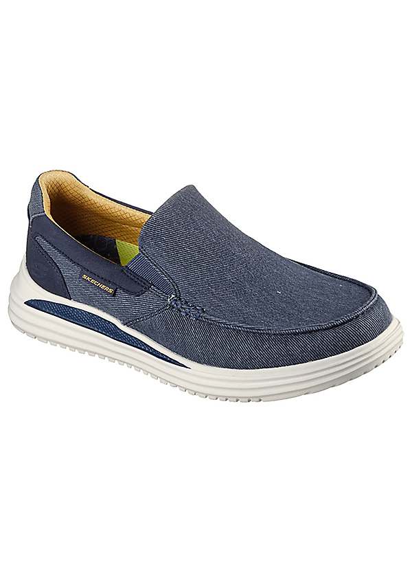 Skechers mens hot sale canvas slip on