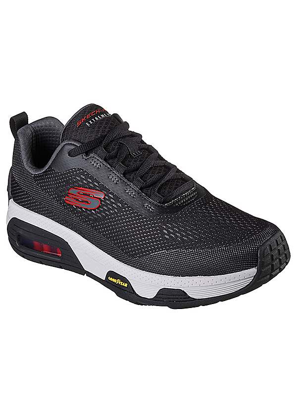 Black skechers lace outlet up trainers