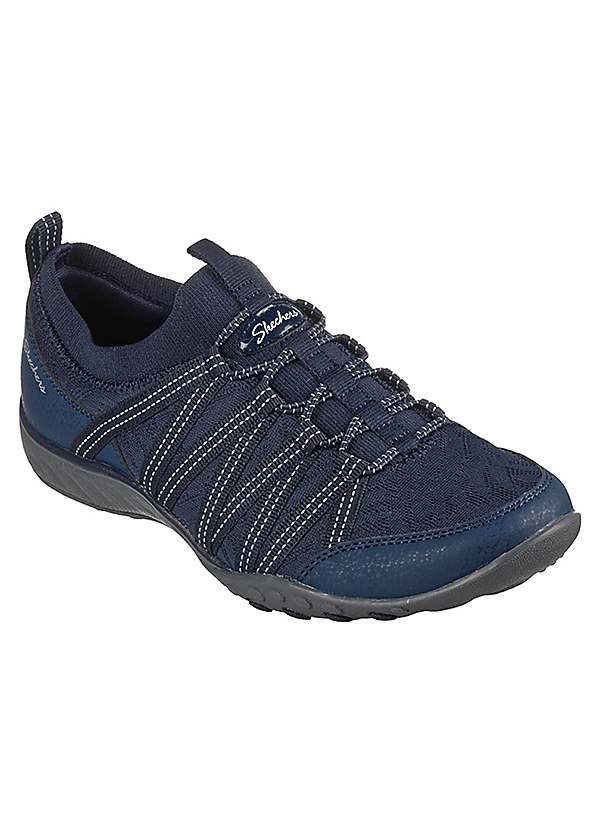 Skechers Navy Stretch Knit Collar Bungee Slip On Pumps Freemans