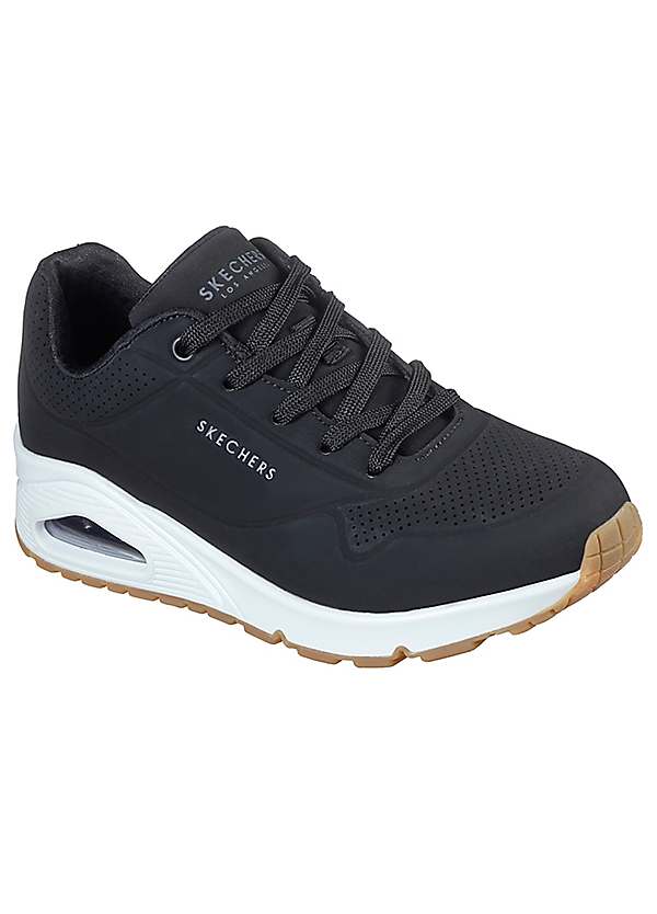 Skechers Wide Fit Black Uno Durabuck Lace Up Fashion Trainers