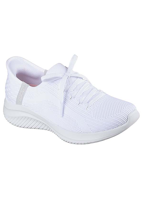 Skechers Wide Fit White Slip Ins Ultra Flex Trainers Freemans