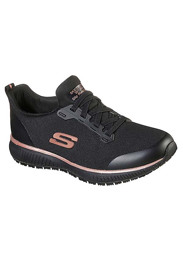 Skechers black and shop rose gold trainers