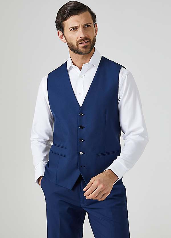 Skopes Kennedy Blue Tailored Fit Suit Waistcoat Freemans