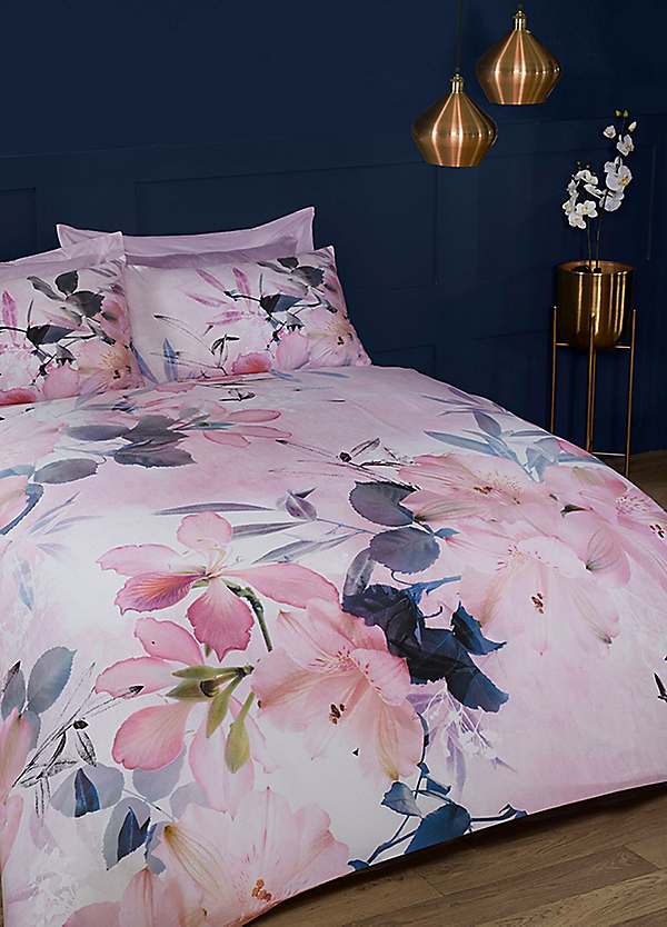 Dramatic Floral Catherine Lansfield Blush Pink Duvet Covers Quilt Bedding  Set