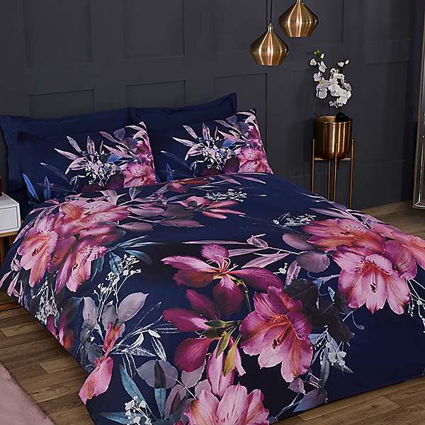 Dramatic Floral Catherine Lansfield Blush Pink Duvet Covers Quilt Bedding  Set