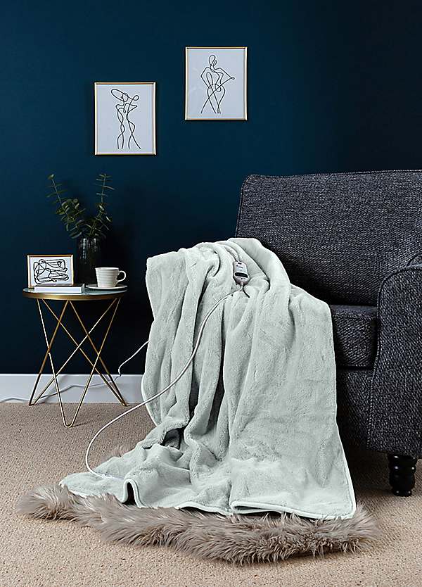 Slumberdown Duck Egg Elegantly Warm Luxury Heated Fleece Throw