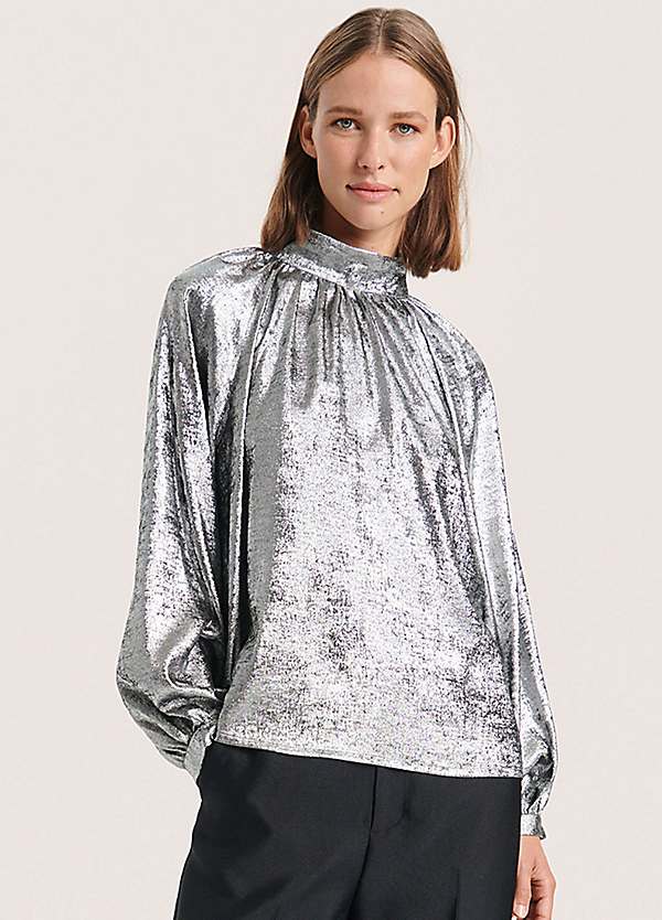 Soaked in Luxury Ronya Funnel Neck Loose Fit Blouse | Freemans