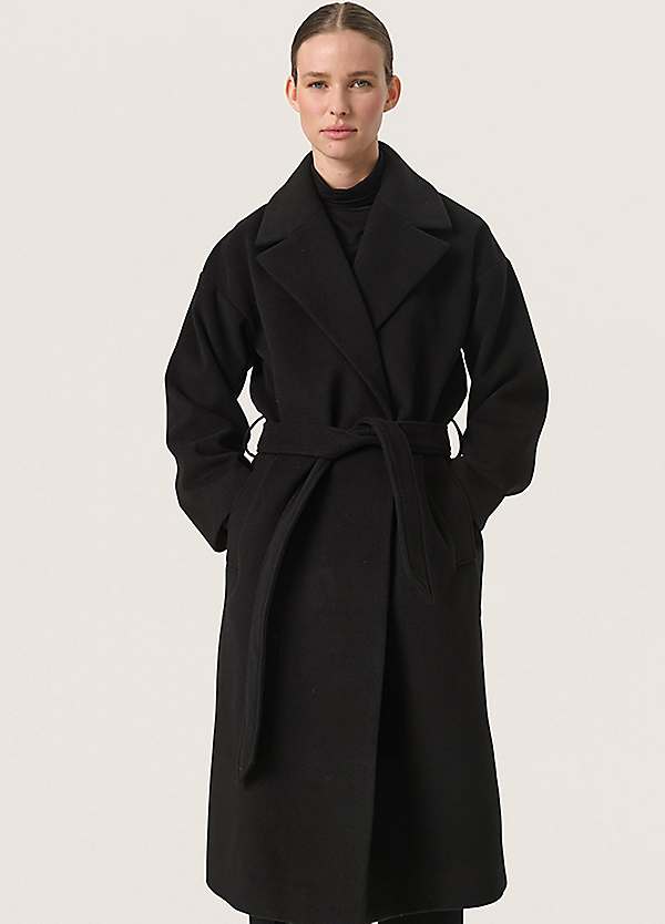 Soaked in Luxury SLRubie Notch Lapel Tie Belt Coat